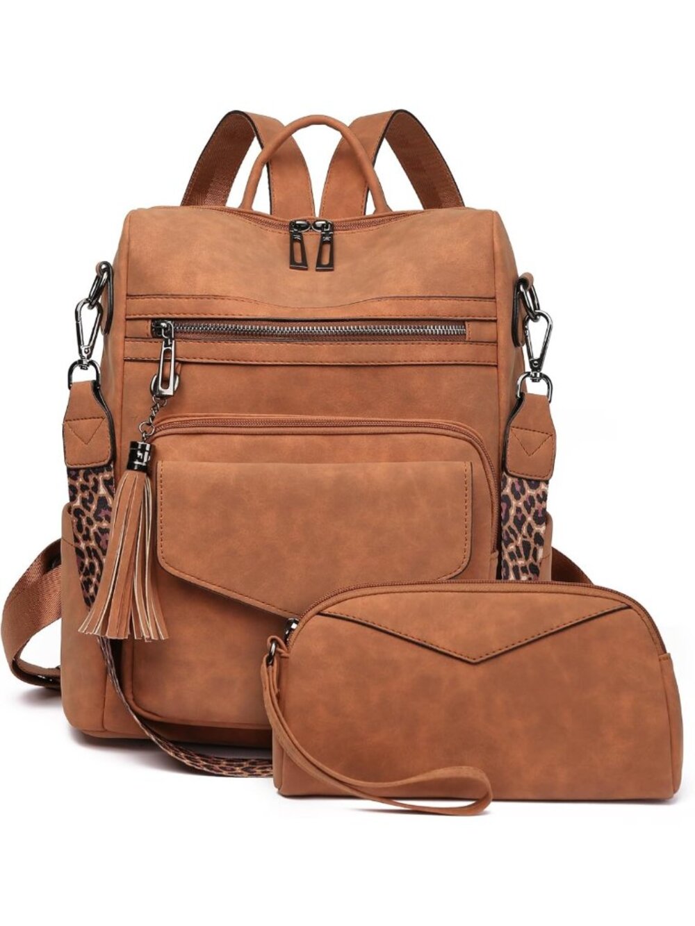 Stylish Leather Backpack Purse for Women | Convertible Travel Bag with Wristlet